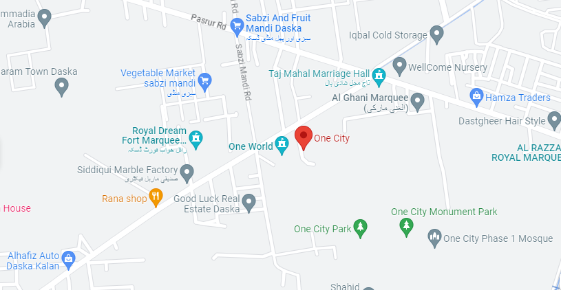 Discover One City Daska, a prime residential development situated on New Kechery Road Sabzi Mandi Pasrur Bypass, offering luxurious living with stunning horticulture, top-notch security, and a range of plots for your dream home or business.